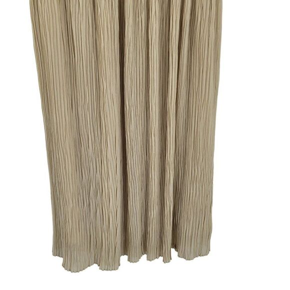 Vintage 80's Liz Sport Maxi Skirt S Beige Tan Crinkle Pleated Full Elastic Waist - Picture 7 of 11